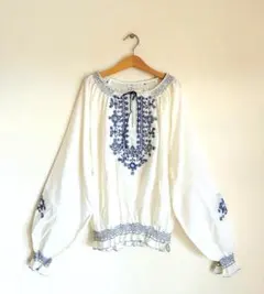 タグ付未使用!スイスヴィンテージ手刺繍チロルブラウス/ルーマニア/民族衣装/民芸のサムネイル