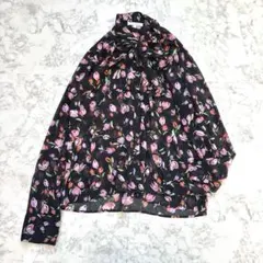 NARACAMICIE ボウタイ ブラウス 花柄 サイズⅤ 5（17号）