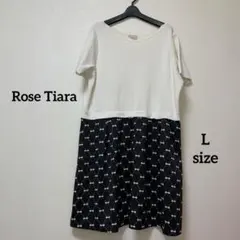 【美品】Rose Tiara ワンピース 半袖 切替デザイン 大人可愛い