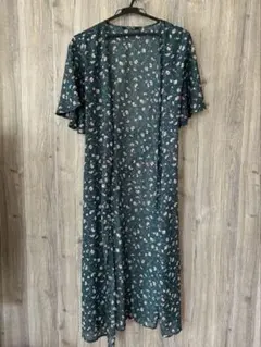 one way 花柄シアーロングカーディガン　ダークグリーンのサムネイル
