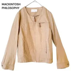 美品 マッキントッシュ フィロソフィー　リネン混ノーカラージャケットベージュ 麻のサムネイル