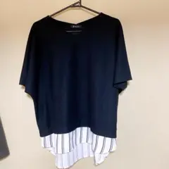 ☆匿名配送☆RagOut ストライプチュニック　半袖　Lサイズ Vネック