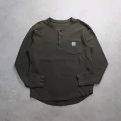 Carhartt サーマル ヘンリーネック ポケット ワッフル ロンT オリーブのサムネイル