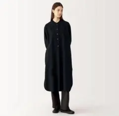 【黒L】無印良品 MUJI Labo 起毛ツイルワンピース 美品
