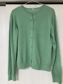 美品　UNIQLO クルーネックカーディガン グリーン XL