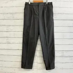 美品 テーパード スラックス パンツ チャコールグレー ダブル裾 L