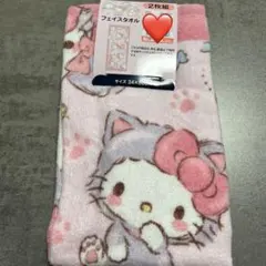 しまむら　サンリオ　ハローキティ　猫キティ　フェイスタオル　2枚組のサムネイル