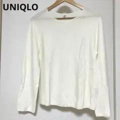 na様UNIQLO 3Dコットンクルーネックセーター L オフホワイト 綿100