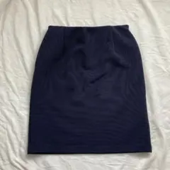 【ナチュラルビューティーベーシック 】ネイビー リブ編み タイトスカート M