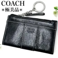 極美品✨コーチ キーリング付き コインケース カードケース キーケース 黒