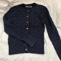 ポロラルフローレン　ケーブルニット　カーディガン　コットン　ネイビー　ポニー刺繍