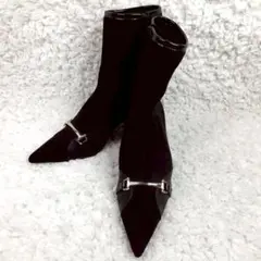 美品 23㎝◎Her lip to アンクルブーツ 黒 ホースビット スウェードのサムネイル