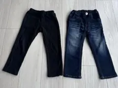 ムージョンジョン 長ズボン パンツ 2本セット 100 デニム 黒