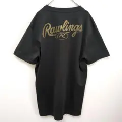 Rawlings 【L】ブラック Tシャツ 半袖 金ロゴ 野球 ​スポーツウェア