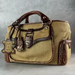 美品✨ CELINE ブギーバッグ ラフィア マカダムチャーム ハンドバッグ
