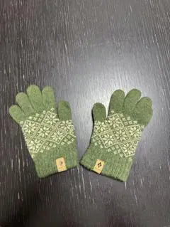 mont-bell 雪の結晶模様 手袋 緑　キッズ7-9