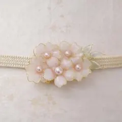 桜デザイン 帯留め ハンドメイド レジンフラワー パール付き 和装アクセサリー