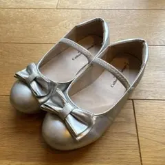 キャサリンコテージ　シルバー リボン付きバレエシューズ 19.0cm