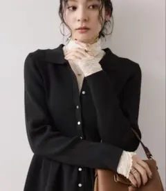 襟付きカーディガン ニット