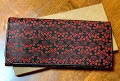 印伝　長財布 印傳屋 小桜菖蒲　未使用箱付き　鹿革　甲州印伝　上原勇七　赤漆