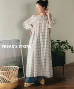 FREAK'S STOREインド 5分袖2WAYオフショルワンピース◆チェックF