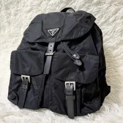 美品 PRADA プラダ バックパック デイパック リュック ポコノ 三角ロゴ