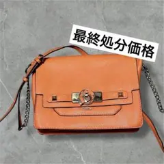 処分セール GUESS ゲス ショルダーバッグ オレンジ ブラウン チェーン付