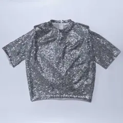 【美品】COATE コート Sequins TOPS スパンコール Tシャツ 銀のサムネイル