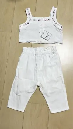 【タグ付き】SLAP SLIP セットアップ 80cm ホワイト さくらんぼ刺繍のサムネイル