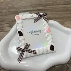160♡ホイップデコ トレカケースデコ バレンタインデザイン チョコ 茶色リボン
