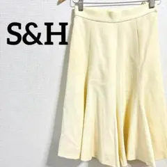 248 S&H 　ひざ丈フレアスカート　白系　無地　シンプル　フォーマル　綺麗め