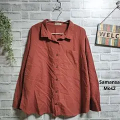 サマンサモスモス シャツ レギュラーカラー 鮮やか 着回し抜群 コットン 無地