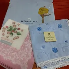 WEDGWOOD花柄刺繍 ハンカチ/タオルハンカチ二枚セットで/新品未使用