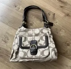 【美品】COACH コーチ ショルダーバッグ ソーホー　シグネチャー　グレー