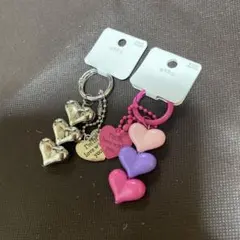 ☆新品☆3coinsハート型チャーム2点(シルバー×ピンク)☆499円均一セール