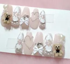 ネイル チップ チェック 白 量産型 フレンチガーリー ワンホン 現品 オーダー