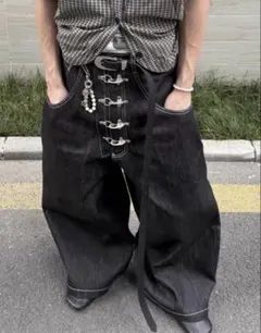 バギーデニム　ブラック　おしゃれ　かっこいい