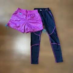 PUMAトレーニングボトムス M ピンク ブラックHeatXスパッツセット