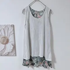 THE SHOP TK　ノースリーブ　チュニック フローラル柄　ホワイト　フリーのサムネイル