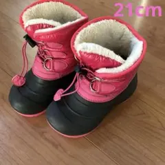 子ども　スノーブーツ　ピンク 防水　21cm