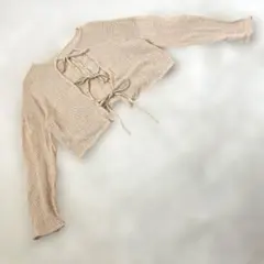 ローリーズファーム メッシュ 前後2way カーディガン 1 丈短め リボン