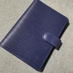 お値下げ　ルイ・ヴィトン エピレザー 手帳カバー 青 LVロゴ