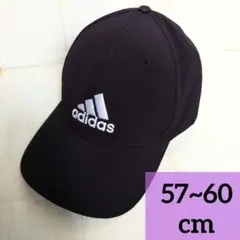 アディダス adidas 黒 キャップ ロゴ刺繍 フリーサイズ キッズ 58cm