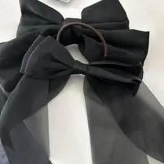 2個セット　黒 リボンゴム　リボン ヘアクリップ