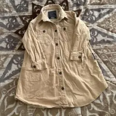 BREEZE コーデュロイ素材のベージュのボタン付きシャツワンピース