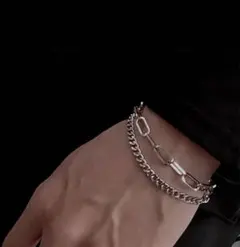 チェーン ブレスレット シルバー 2連 シンプル メンズ