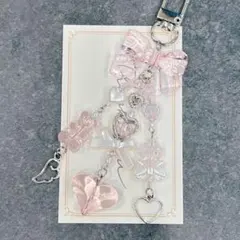 ビーズキーホルダー y2k 韓国 pink ♡ No.418