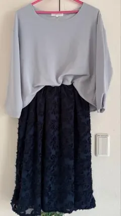 grove M グレー・ネイビー ワンピース