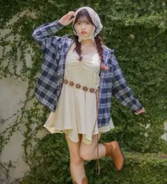 【 RETRO GIRL 】裾イレヘムミニキャミOP キャミワンピ