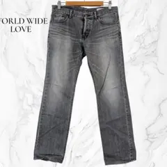 【ワールドワイドラブ】デニムパンツ ジーンズ ストレート ウォッシュ加工 綿のサムネイル